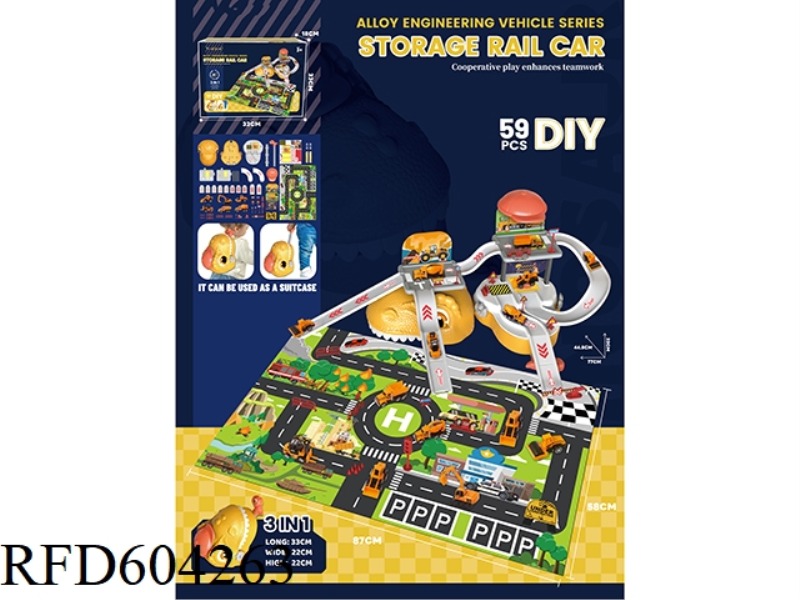 PLAY EVERY FAMILY DINOSAUR STORAGE ALLOY ENGINEERING CAR PARKING LOT