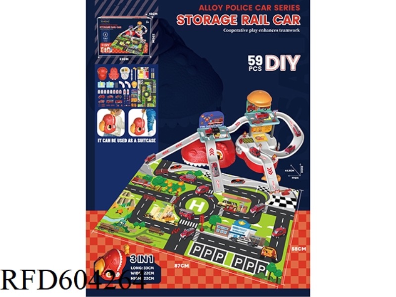 PLAY EVERY FAMILY DINOSAUR STORAGE ALLOY FIRE TRUCK PARKING LOT