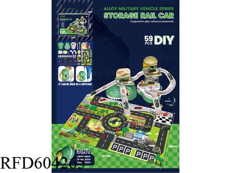 PLAY EVERY FAMILY DINOSAUR STORAGE ALLOY MILITARY CAR PARKING LOT