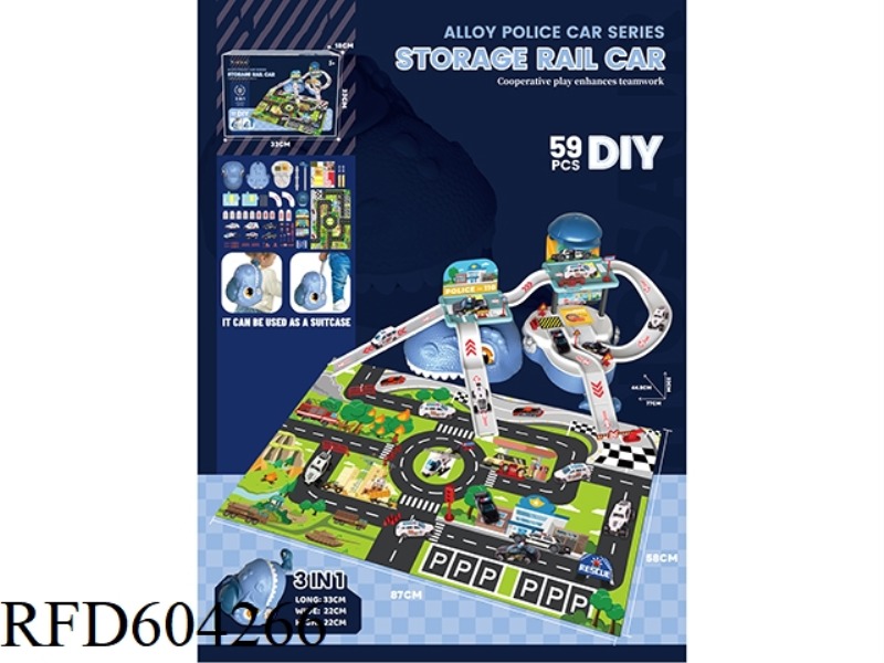 PLAY EVERY FAMILY DINOSAUR STORAGE ALLOY POLICE CAR PARKING LOT