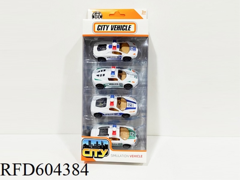 1:64 ALLOY PULLBACK POLICE CAR SET (4PCS)