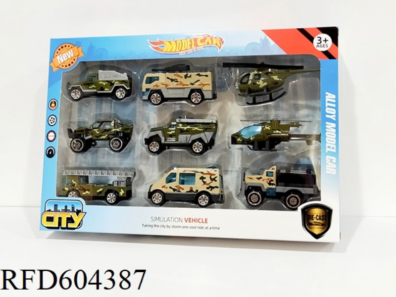 1:64 ALLOY SKID MILITARY VEHICLE SET (9PCS)