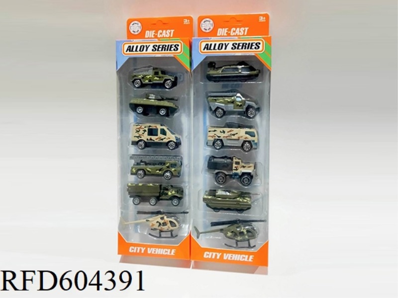 1:64 ALLOY TAXIING MILITARY VEHICLE WITH AIRCRAFT (6PCS)