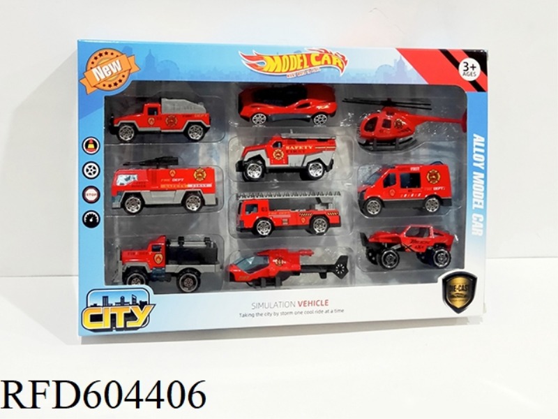 1:64 ALLOY SKATING FIRE TRUCK SET (10PCS)