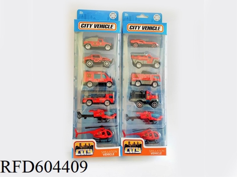 1:64 ALLOY TAXIING FIRE TRUCK WITH AIRCRAFT (6PCS)