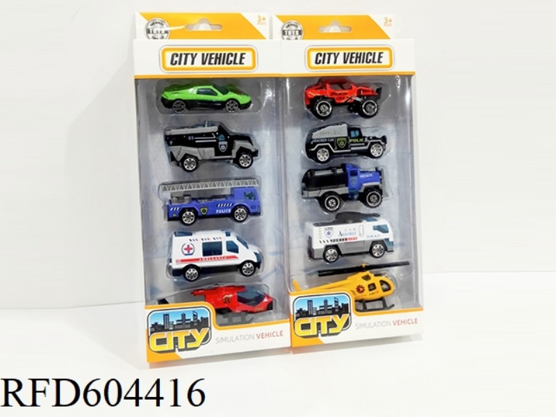 1:64 ALLOY TAXIING POLICE CAR/AIRCRAFT SET (5PCS)