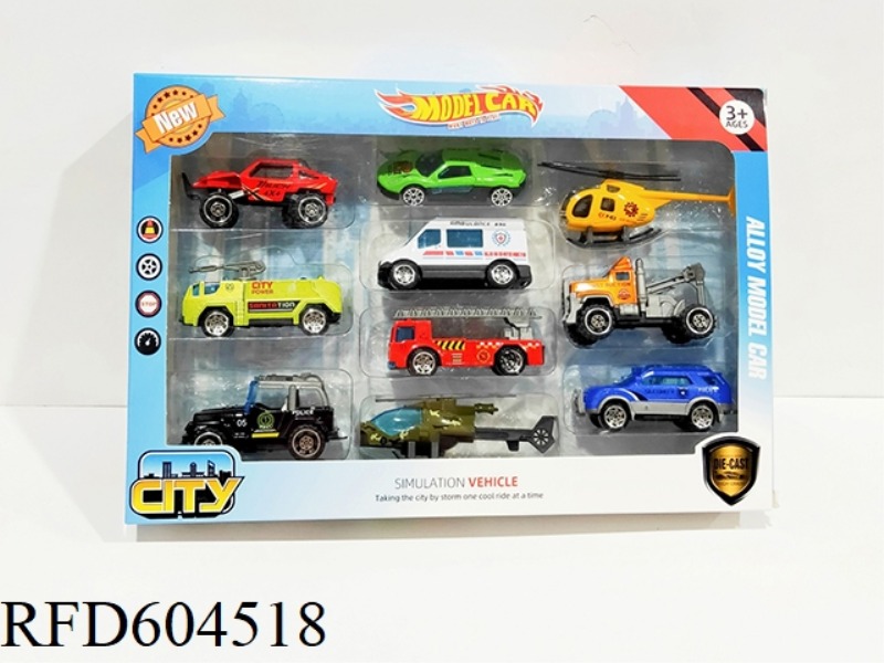 ALLOY TAXIING CITY SERVICE VEHICLE AIRCRAFT KIT (10PCS)