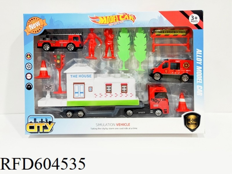 ALLOY GLIDING FIRE TRUCK SCENE SET