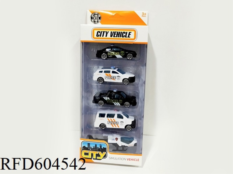 ALLOY TAXI POLICE CAR WITH AIRCRAFT SET (5PCS)