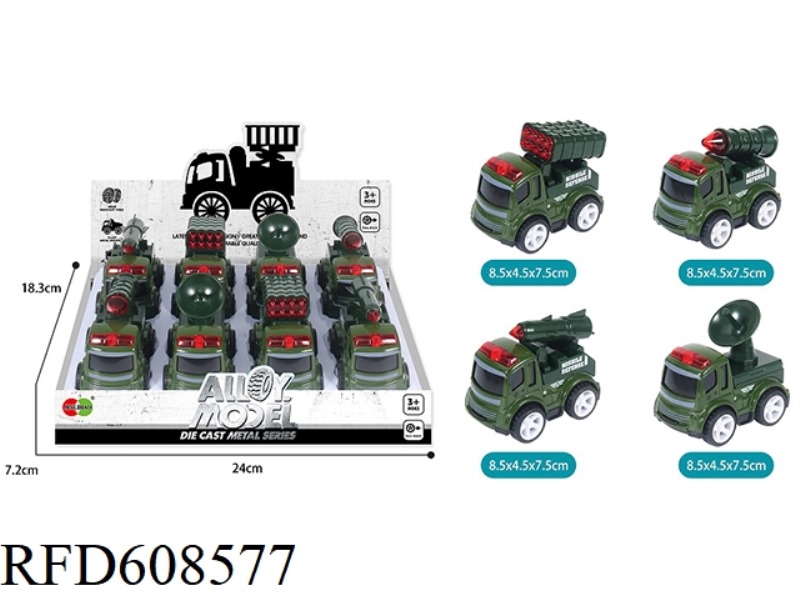 ALLOY PULL-BACK MILITARY VEHICLE 8PCS