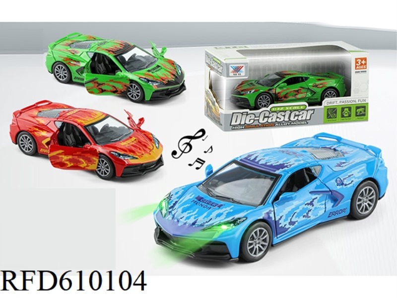 1:32 ALLOY CAR LIGHT MUSIC COMEBACK CORVETTE (1 PACK ONLY)