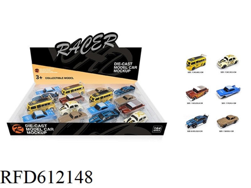 1:64 ALLOY CLASSIC CAR 16PCS