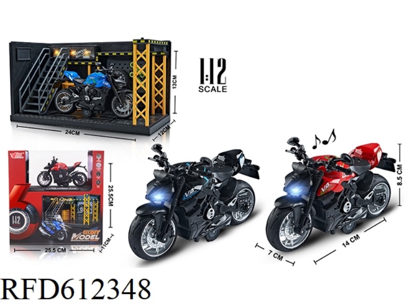 1:12 ALLOY PULAI DUCATI STREET FIGHTER MOTORCYCLE WITH LIGHTS AND MUSIC 3 COLOR MIX (DISPLAY STAND +