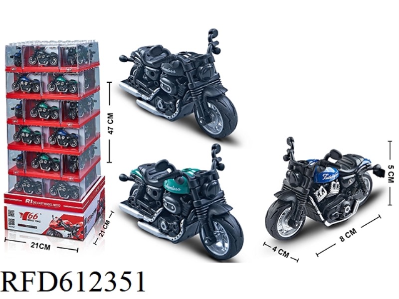 1:16 ALLOY PULL-BACK HARLEY MOTORCYCLE WITH ACRYLIC FRAME