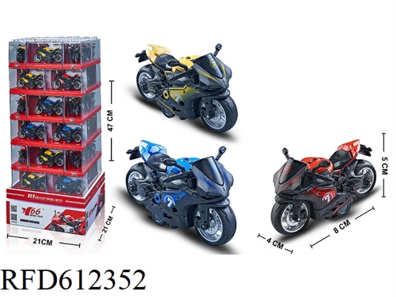 1:16 ALLOY PULLEBACK DUCATI MOTORCYCLE WITH ACRYLIC FRAME
