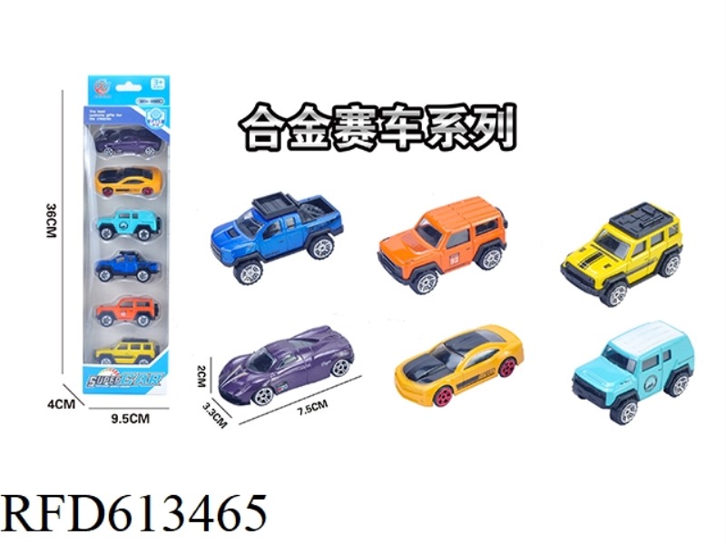 6 STRIPS WITH 1:64 ALLOY SLIDING RACING SERIES