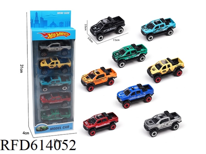 5 ONLY LOADED SLIDING ALLOY PICKUP TRUCKS