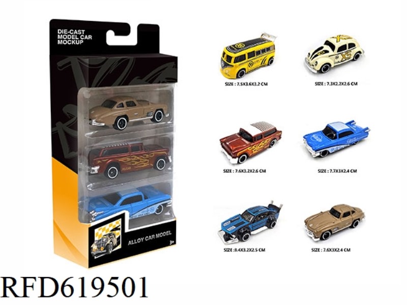 1:64 SLIDING ALLOY CAR 6 MODELS 3 BOXES