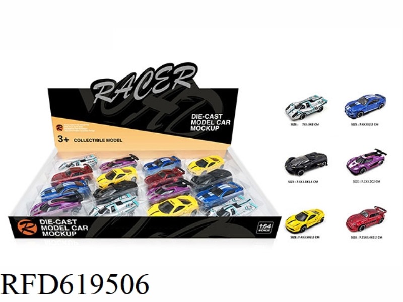 1:64 SLIDING ALLOY CLASSIC CAR 16 PIECES/DISPLAY BOX