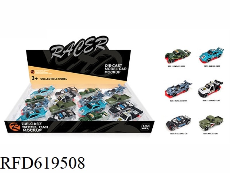 1:64 SLIDING ALLOY CLASSIC CAR 16 PIECES/DISPLAY BOX