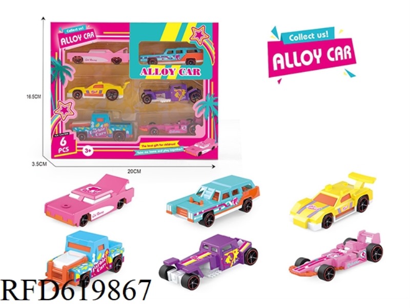 PINK 1:64 ALLOY CAR (SIX PIECES)
