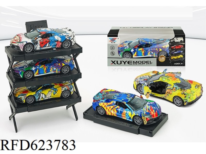 1:36 ALLOY MODEL GRAFFITI CORVETTE C8 DOOR PULL BACK (1 PACK)