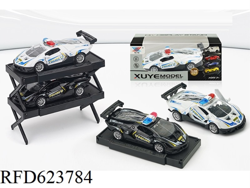 1:36 ALLOY POLICE CAR LAMBORGHINI SV12 OPEN SCISSOR DOOR RETURN FORCE