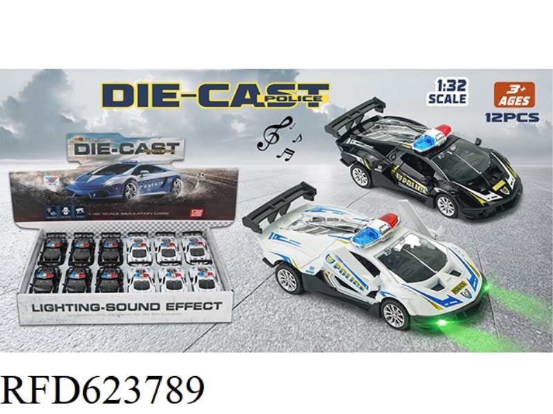 1:32 ALLOY CAR SV12 POLICE CAR DOOR COMEBACK LIGHT MUSIC (12PCS)