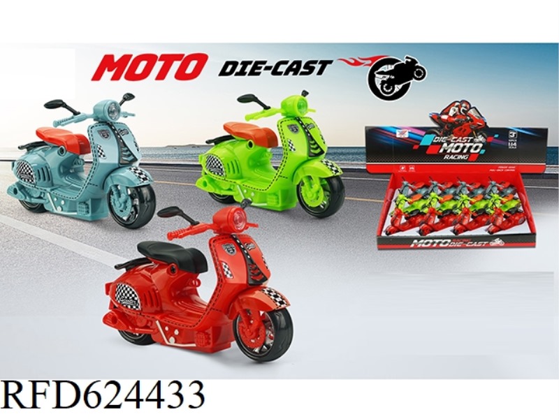 1:14 TURTLE VESPA ALLOY MOTORCYCLE (12PCS)