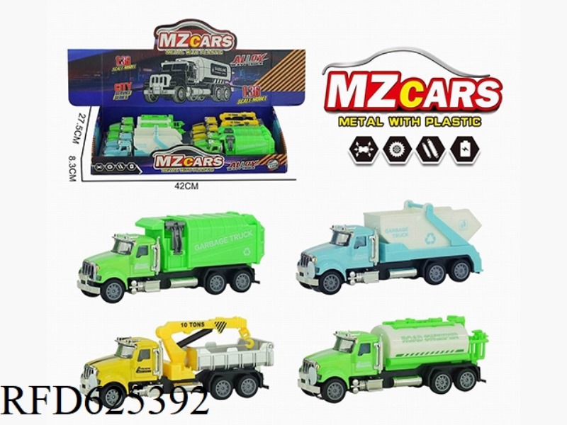 ACOUSTO-OPTIC ALLOY PULL-BACK TRUCK (CRANE + SPRINKLER + DUMP TRUCK + SANITATION TRUCK)