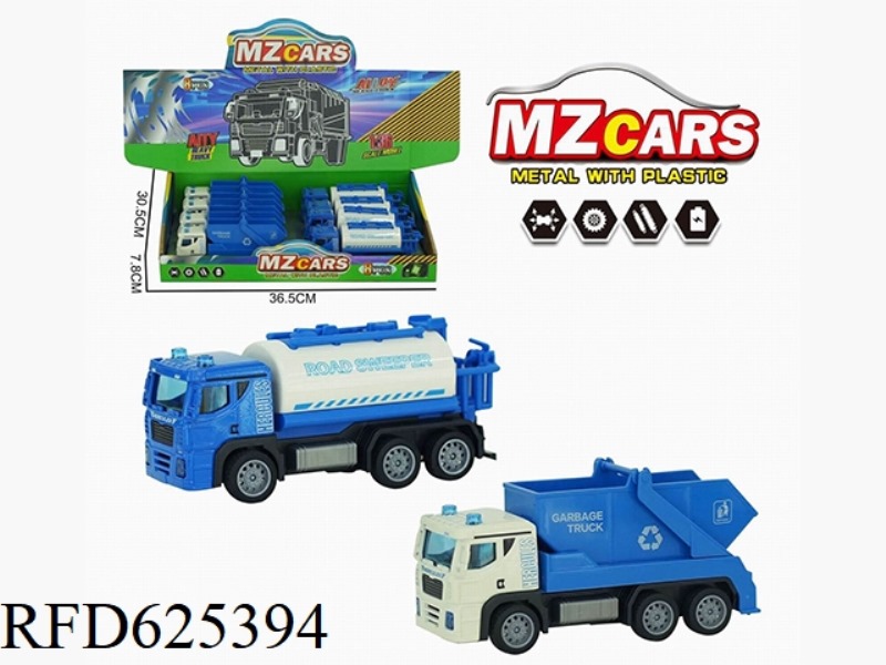 ALLOY PULL BACK SANITATION TRUCK (SPRINKLER + DUMP TRUCK)