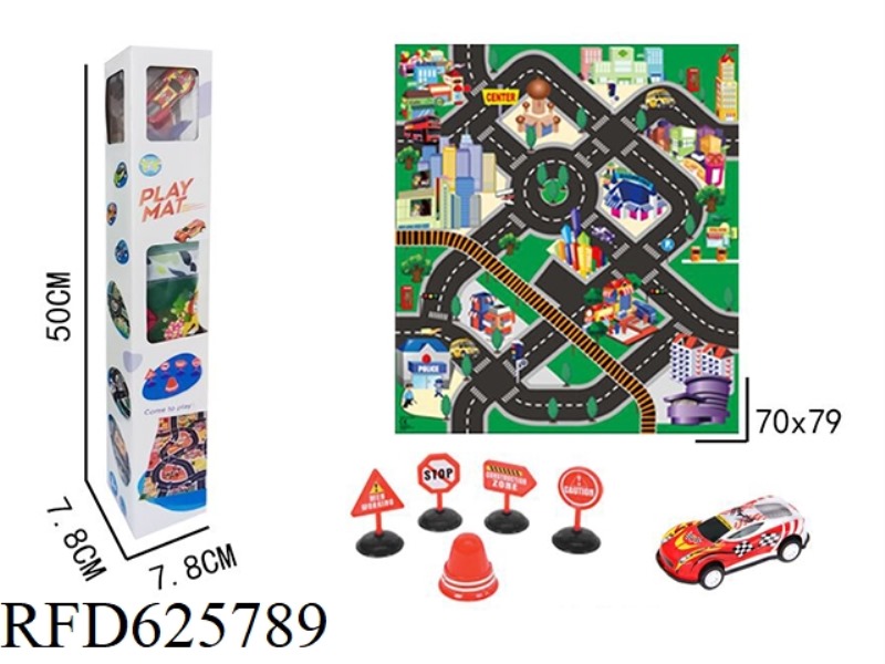 ALLOY CAR + ROADBLOCK + SCENE CARPET (NON-WOVEN)