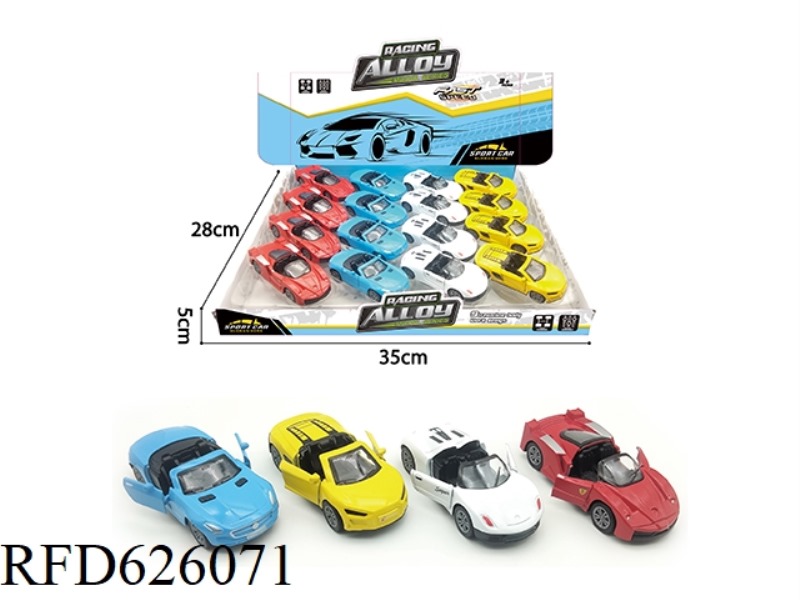 12PCS DOUBLE DOOR PULL-BACK ALLOY CAR 4 MODELS 1:43