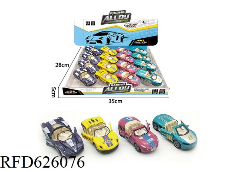 12PCS DOUBLE DOOR PULL-BACK ALLOY CAR 4 MODELS 1:43