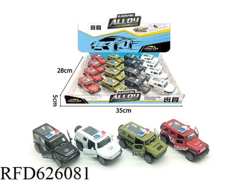12PCS DOUBLE DOOR PULL-BACK ALLOY POLICE CARS 4 MODELS