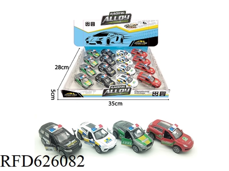 12PCS DOUBLE DOOR PULL-BACK ALLOY POLICE CARS 4 MODELS