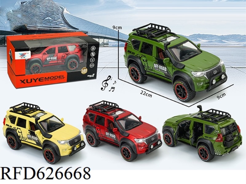 1:24 TOYOTA OFF-ROAD OVERLAND PULL-BACK ALLOY MODEL 6 OPEN DOOR LIGHTING MUSIC (1PCS)