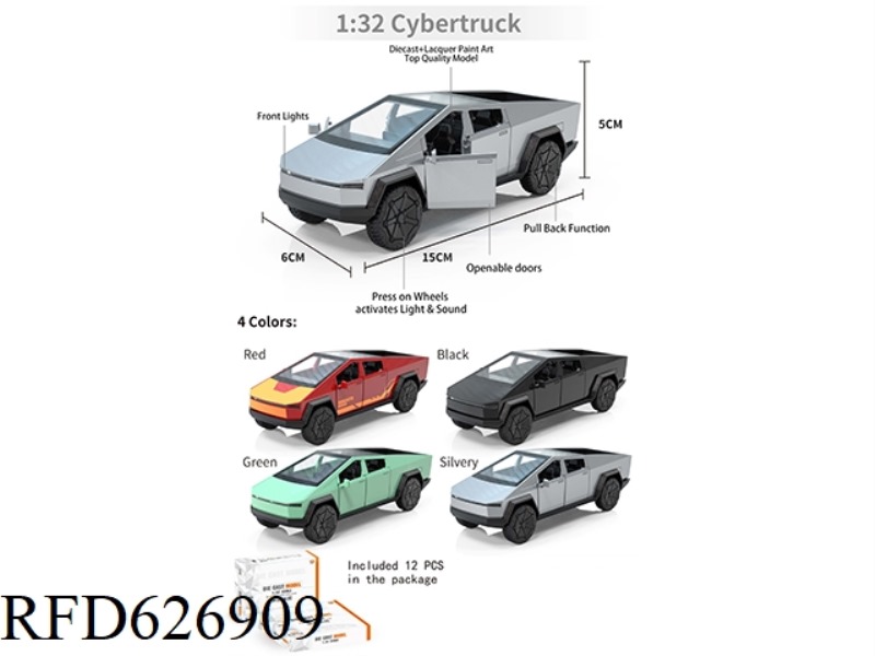 1:32 TESLA PICKUP (TWO-DOOR) 12PCS