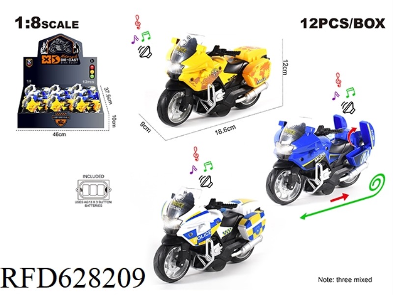 1:8 ALLOY BMW PULL-BACK MOTORCYCLE CRUISE 12PCS