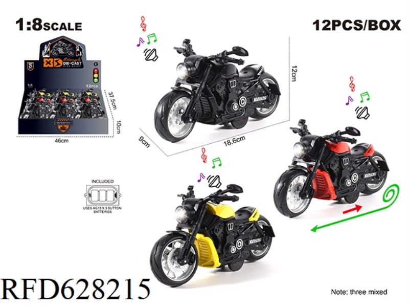 1:8 ALLOY DUKA HARLEY WOLVERINE PULL-BACK MOTORCYCLE STREETCAR 12PCS