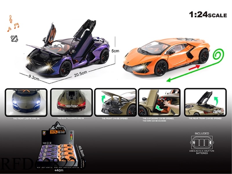 ENGLISH 1:24 ALLOY LIGHT SOUND LAMBORGHINI NEW BULL MODEL 8PCS