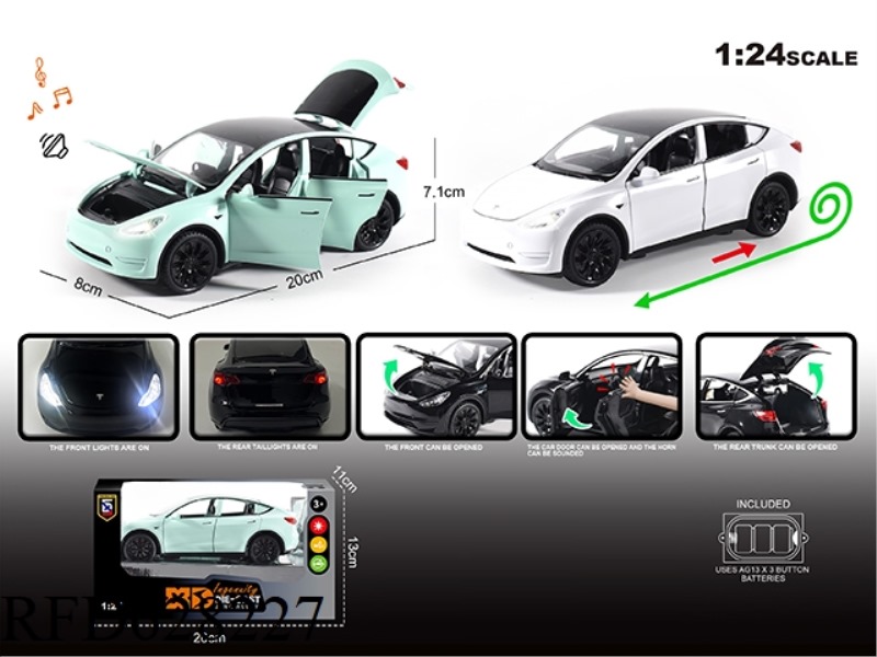 ENGLISH 1:24 ALLOY LIGHT SOUND TESLA MODEL Y CAR MODEL