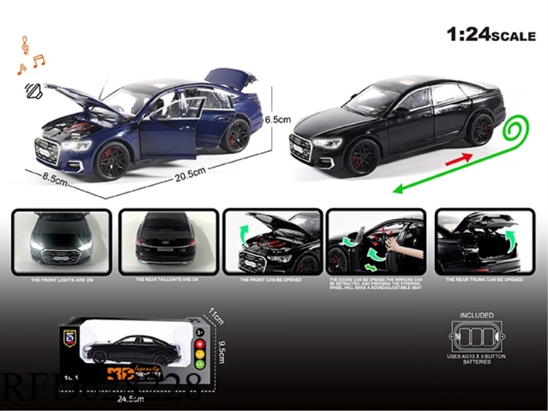 ENGLISH 1:24 ALLOY LIGHT SOUND AUDI A6L MODEL