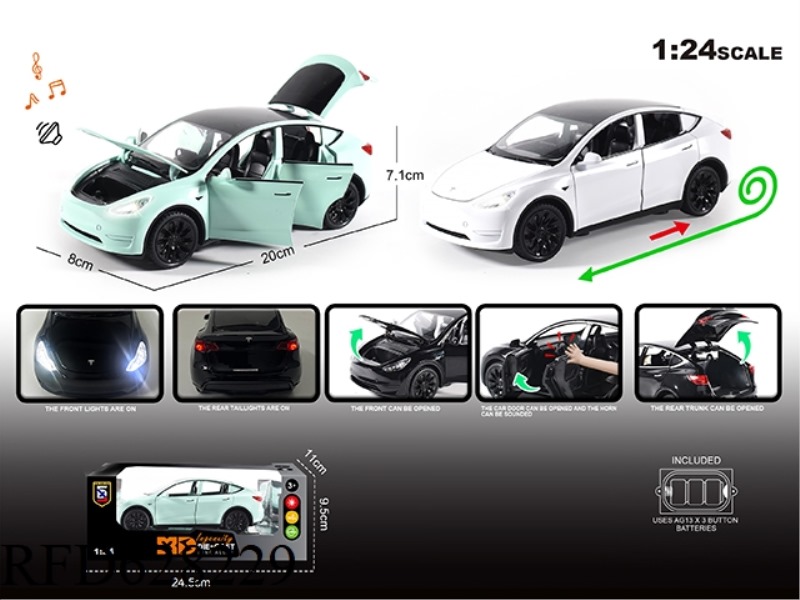ENGLISH 1:24 ALLOY LIGHT SOUND TESLA MODEL Y CAR MODEL