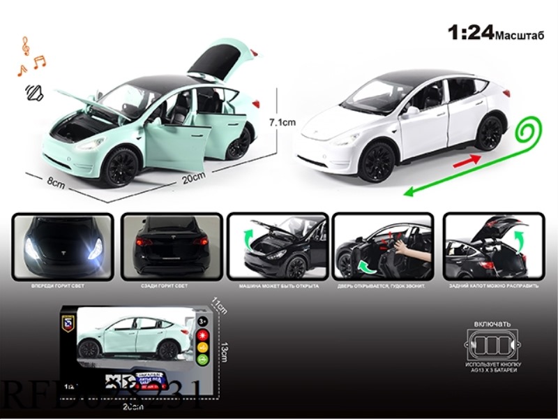 RUSSIAN 1:24 ALLOY LIGHT SOUND TESLA MODEL Y CAR MODEL