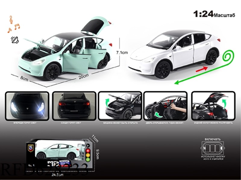 RUSSIAN 1:24 ALLOY LIGHT SOUND TESLA MODEL Y CAR MODEL