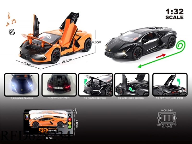 ENGLISH 1:32 ALLOY LIGHT SOUND LAMBORGHINI NEW BULL MODEL