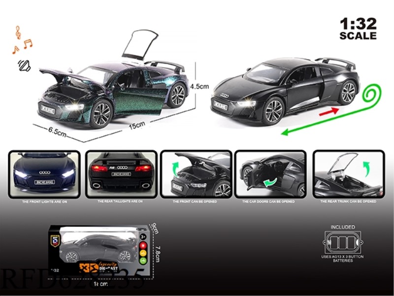 ENGLISH 1:32 ALLOY LIGHT SOUND AUDI R8 MODEL