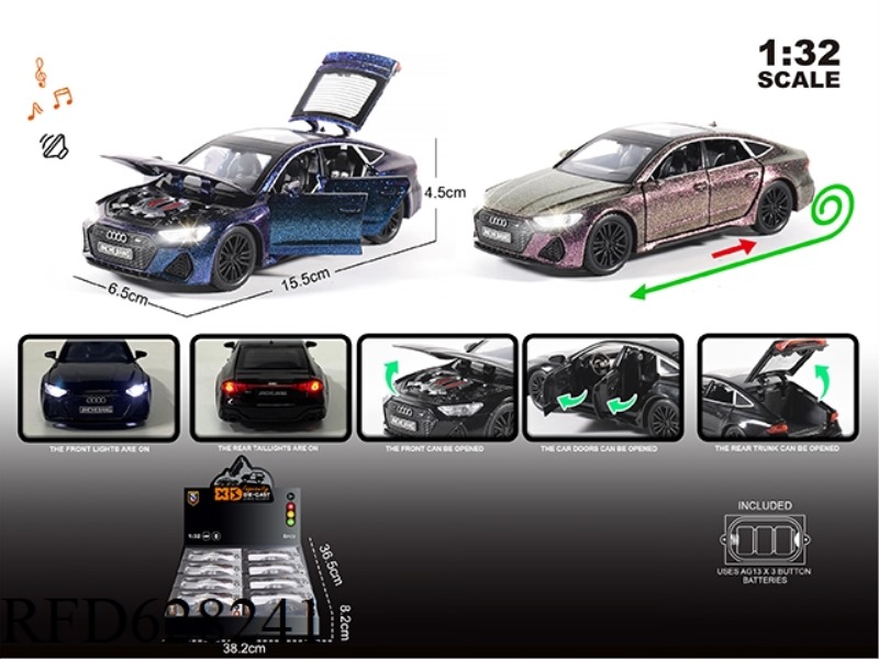 ENGLISH 1:32 ALLOY LIGHT SOUND AUDI RS7 MODEL 8PCS