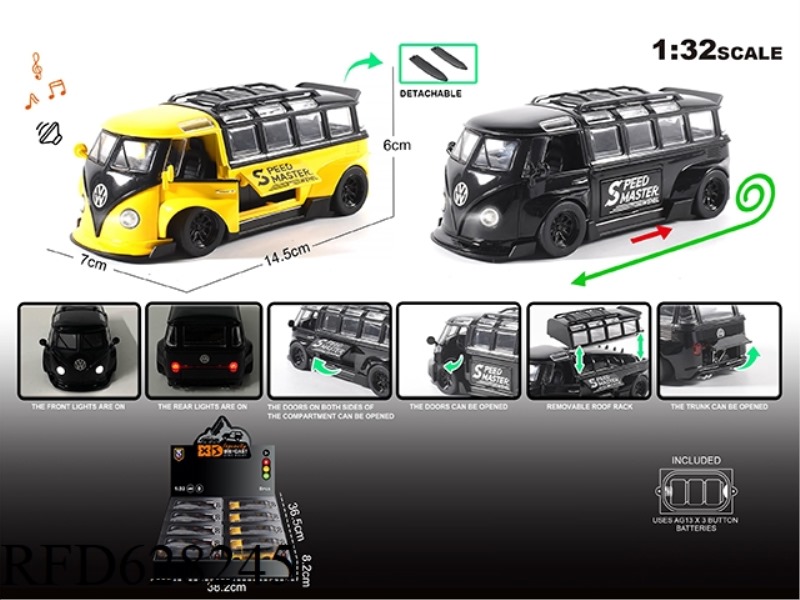 ENGLISH 1:32 ALLOY LIGHT SOUND VOLKSWAGEN T1 MODEL 8PCS